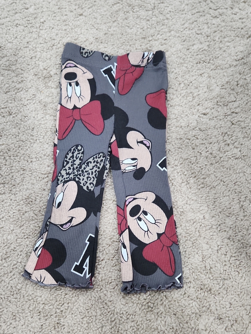 Disney Gray Minnie Mouse Pajama Pants with Red Bows